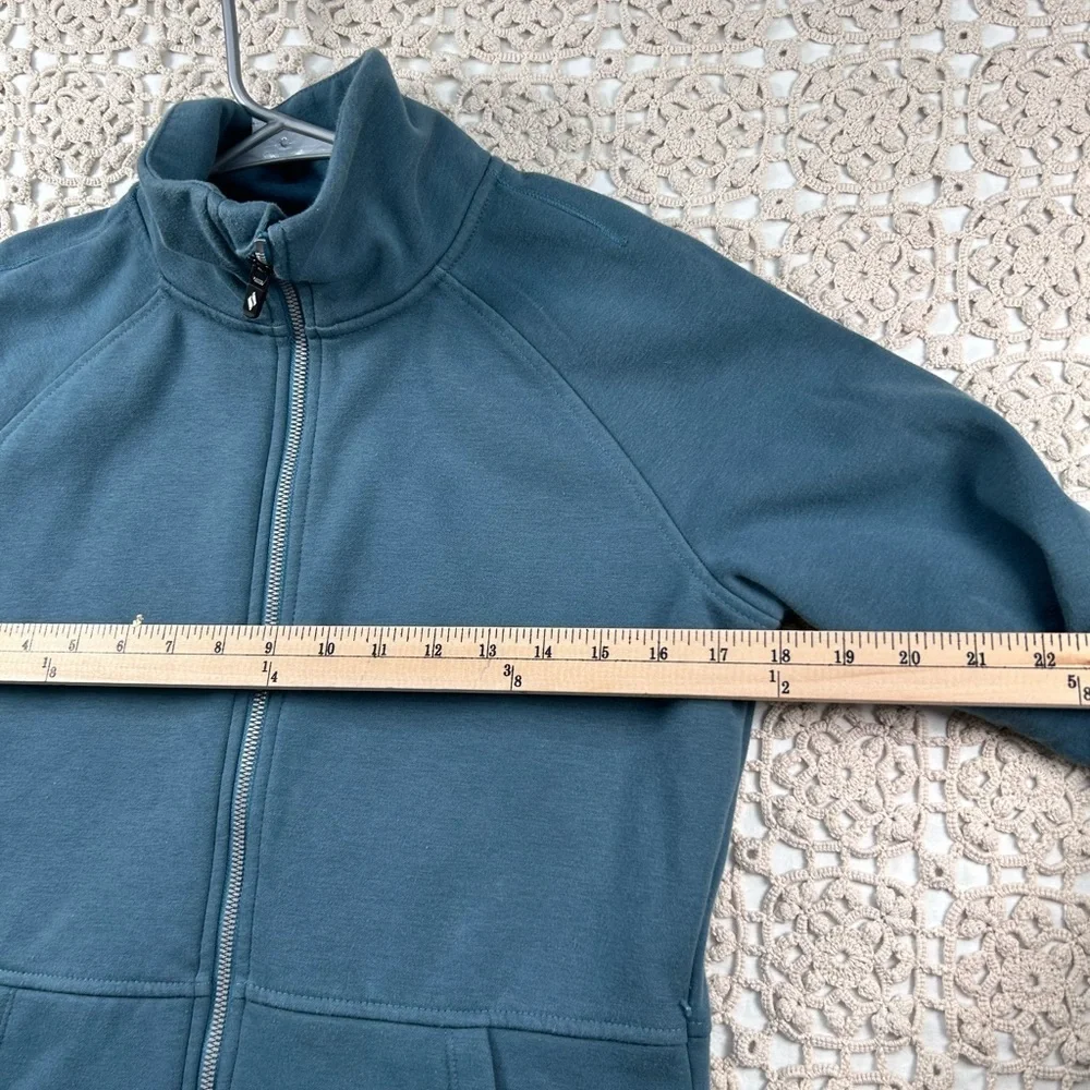 Skechers Blue Fleece Zip Up Jacket Women’s Medium Cozy Athleisure Graphic Back